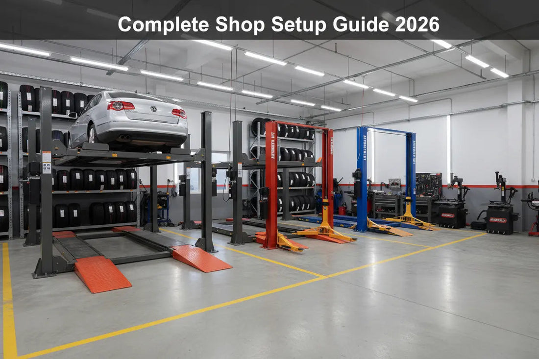 Complete tire shop equipment setup guide with tools and machinery