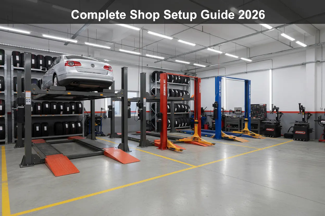 Complete tire shop equipment setup guide with tools and machinery