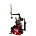 Fully automatic tire changer with lever-less hydraulic arm and red black base
