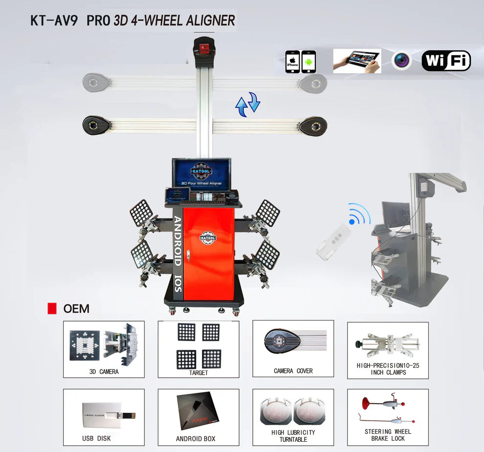 Katool KT-AV9 PRO 3D Four Wheel Aligner — Professional Wheel Alignment System
