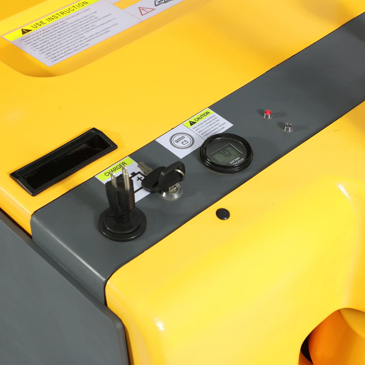 Electric stacker top control panel with key switch and round indicator