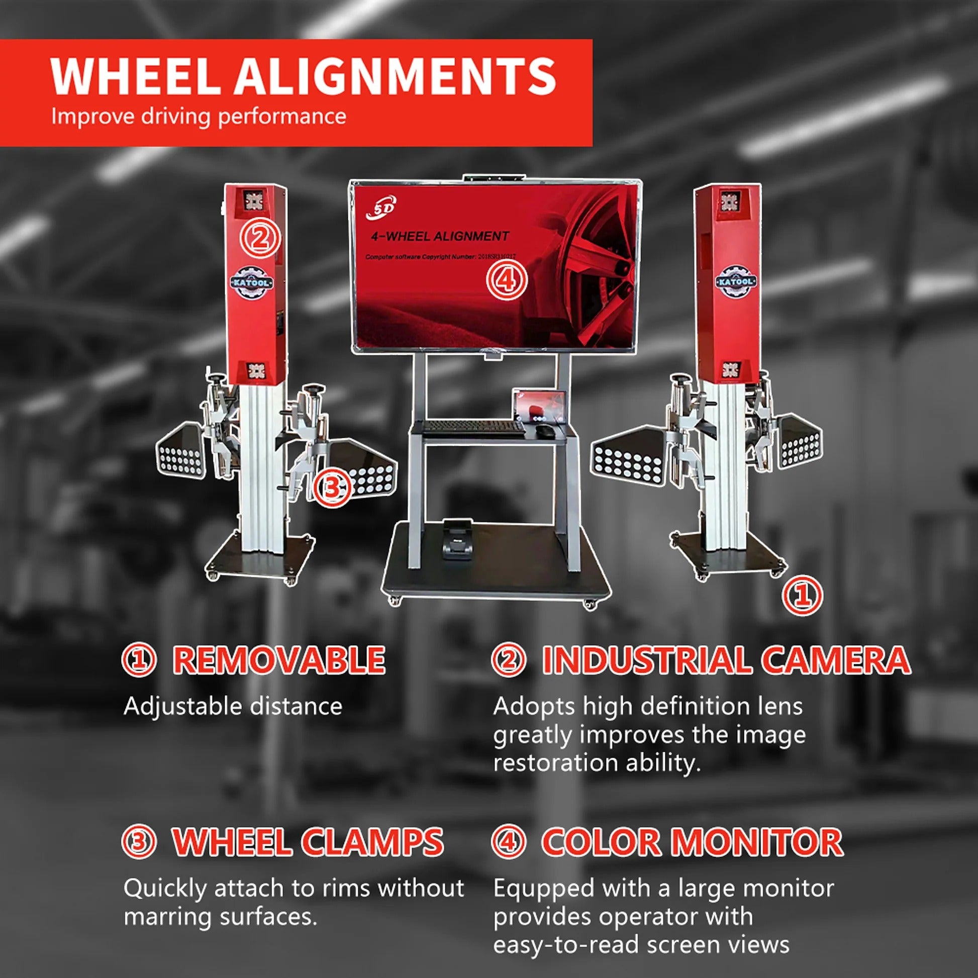Katool KT-5DA 5D Four Wheel Aligner — Professional Wheel Alignment System