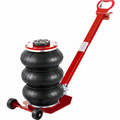 Triple air bag pneumatic car jack with red steel base and black lifting pads