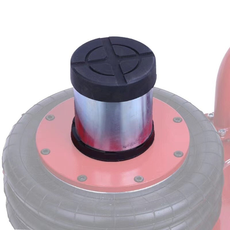 Black air bag top with metal lift post and red circular base plate