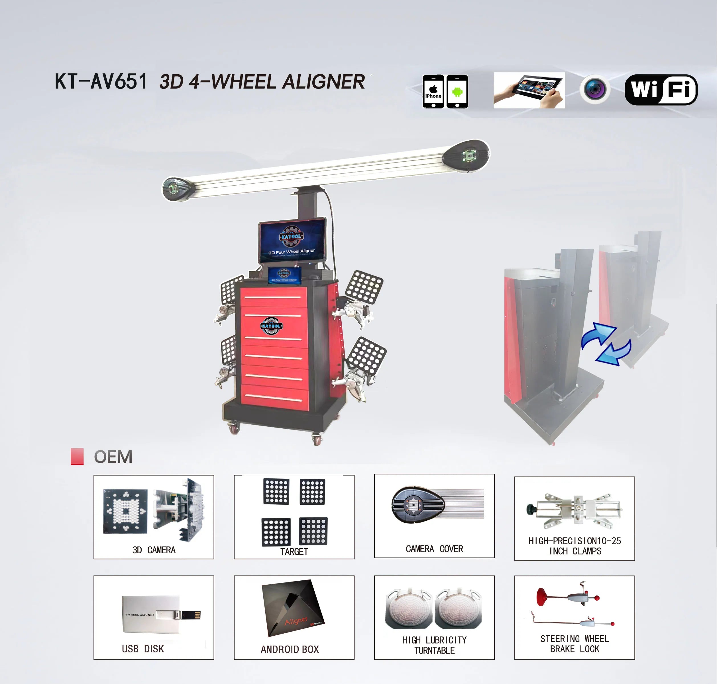 Katool KT-AV651 3D Four Wheel Aligner — Professional Wheel Alignment System