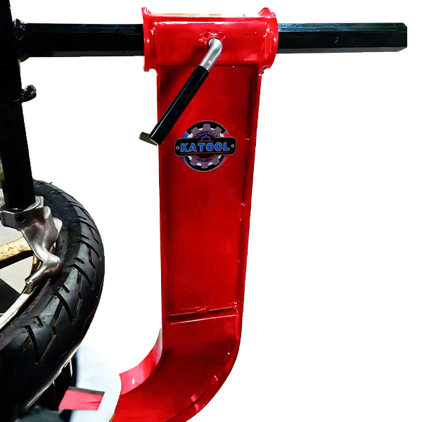 Red tire changer body with KATOOl badge and black guide bar