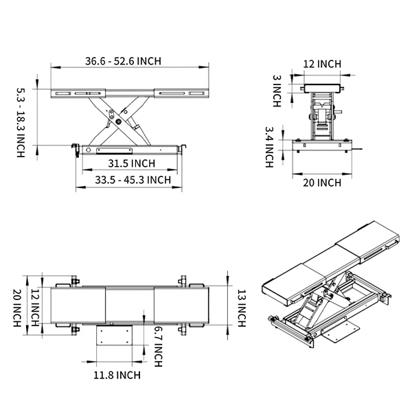 Capacity 5000lbs Rolling Jack for 4-Post Lift KT-4H110/4H950/4H850 Katool