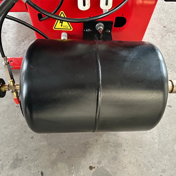 Tire changer regulator and filter assembly with pressure gauge on the red control panel