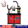 Hydraulic rim straightening machine with clamping arms and wheel support assembly