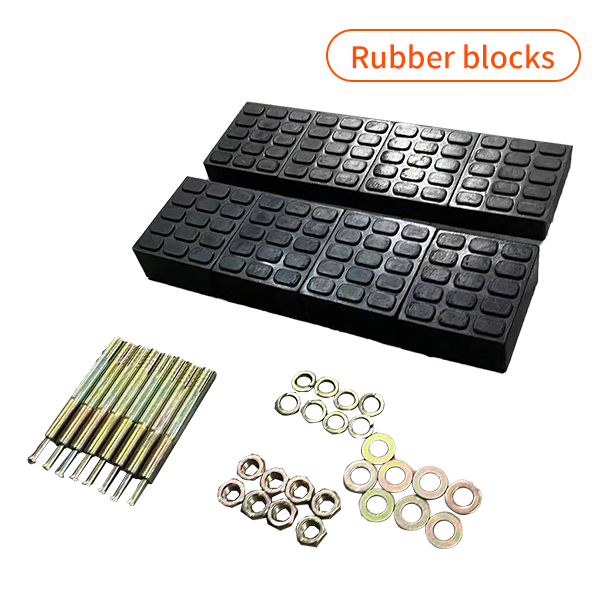 Rubber blocks and hardware kit for electric scissor lift platforms