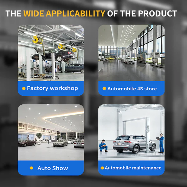 Two-post car lift used in workshop and service environments
