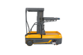 Yellow and gray order picker with lift platform and hand controls