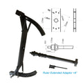 Black motorcycle wheel adaptor accessory with clamp stand and extendable shaft