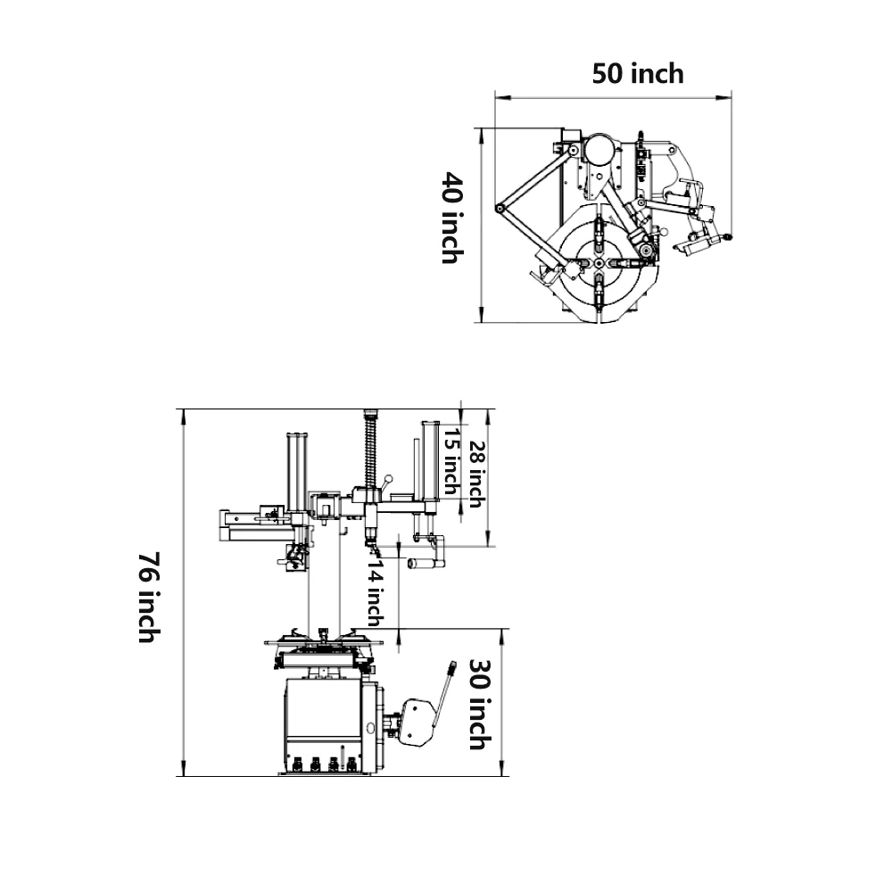 19. Tire changer showing protective rim covers