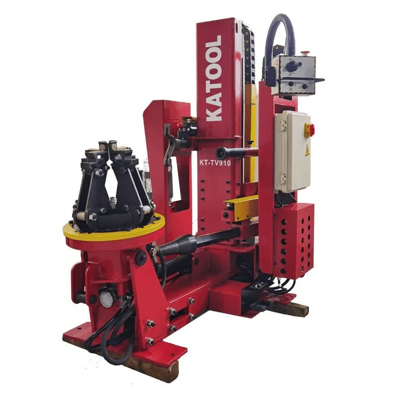 Wheel balancer and tire changer machine with red frame and clamp head