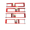 Red caster kit with four mounting frames and four swivel casters