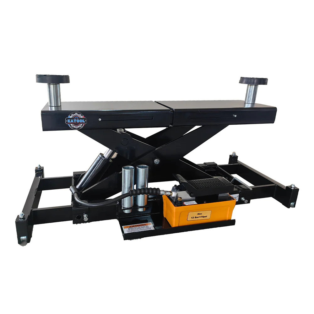 Katool 7,000 lb rolling jack, black scissor lift base with dual lift pads