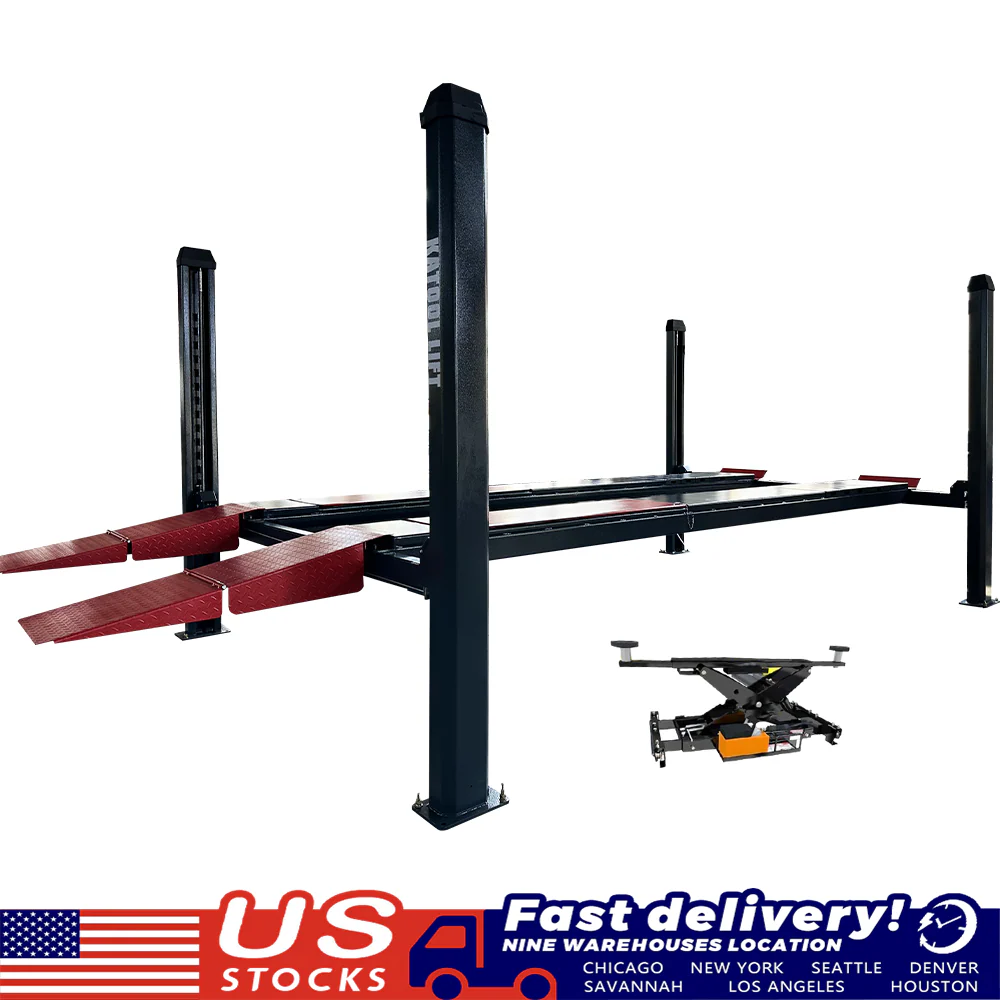 Single point lock release mechanism on 12,000 lb car lift
