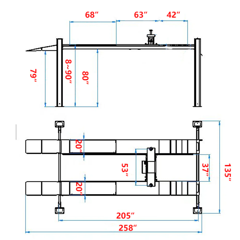 Included caster mobility kit for 12,000 lb 4-post lift
