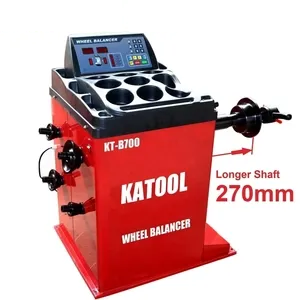 Katool wheel balancer machine, red stand with long-shaft hub and control panel