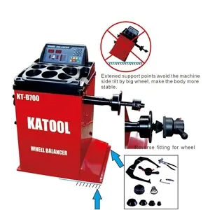 Katool wheel balancer machine with extended support, plus fitting accessories shown