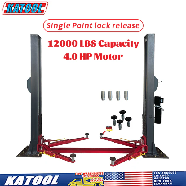 2. Symmetrical 2-post auto lift with 12,000 lb capacity