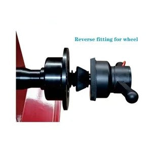 Wheel balancer reverse fitting adapter on axle shaft with wheel hub