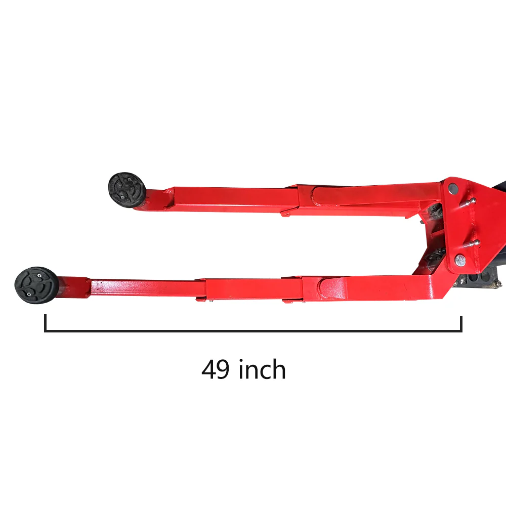 Red lift arm with roller pads, 49 inch length measurement