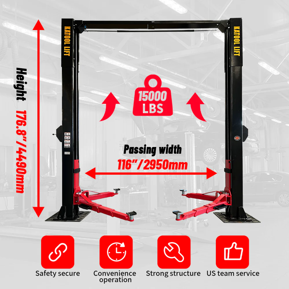 2. Heavy-duty 2-post car lift with 176.8-inch maximum height for trucks
