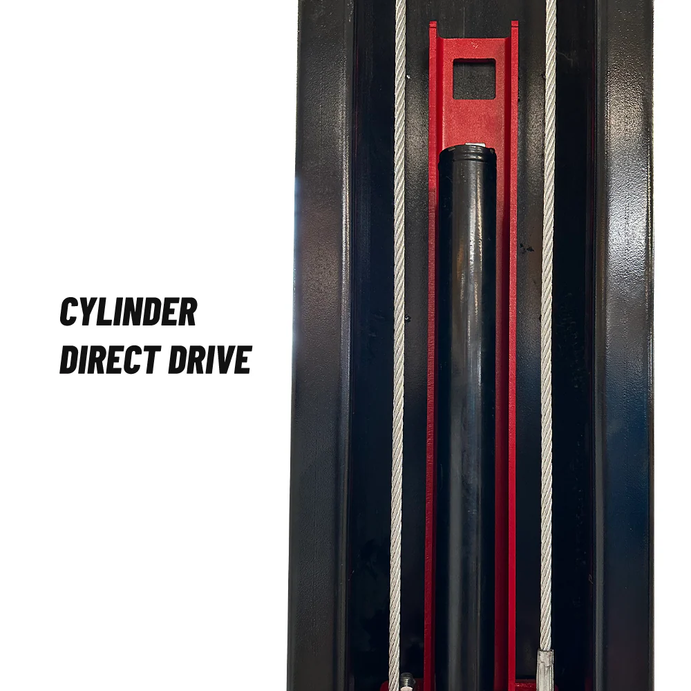 3. Clear-floor 2-post lift showing 116-inch passing width