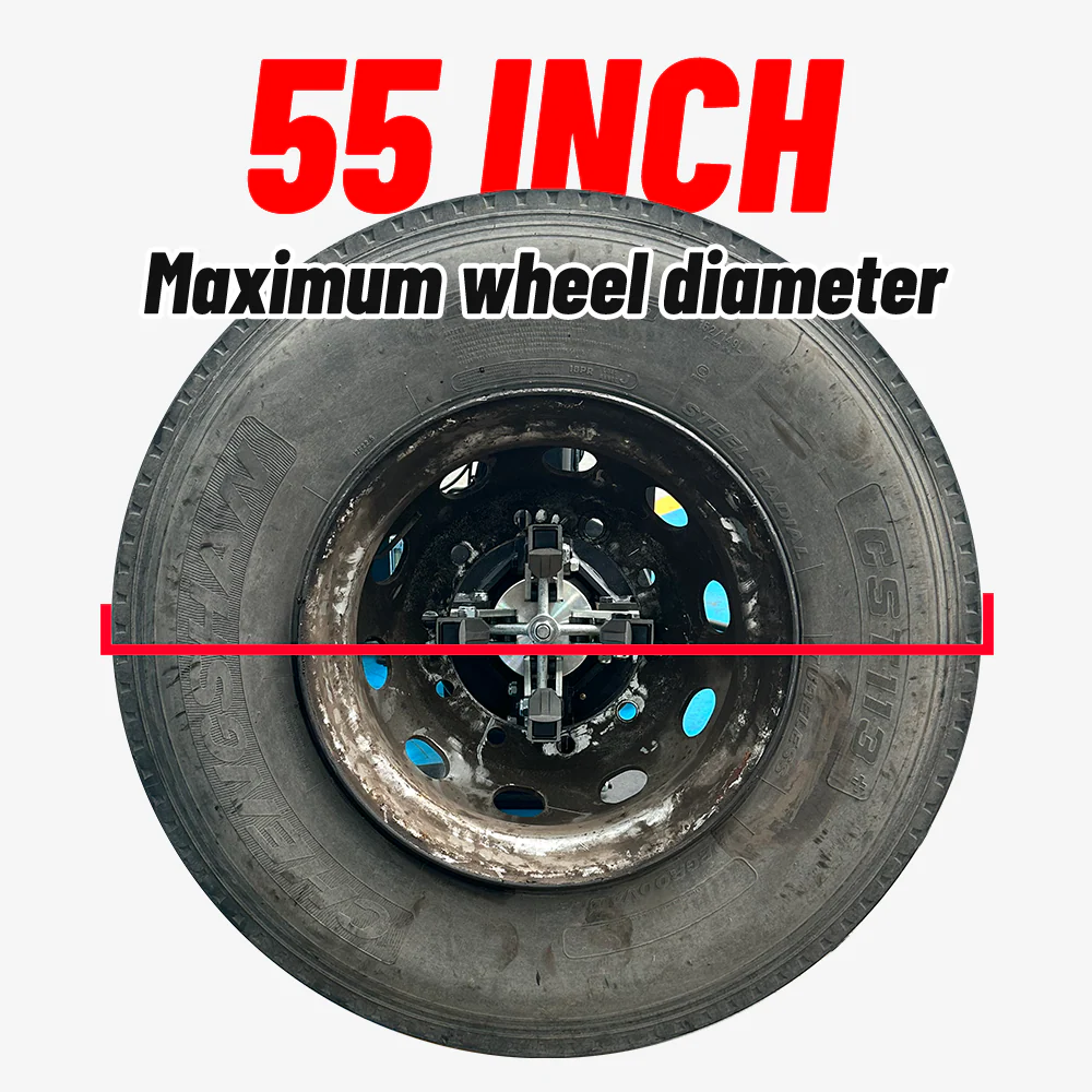 Large tire and wheel rim with mounting hub and changer-compatible clamps