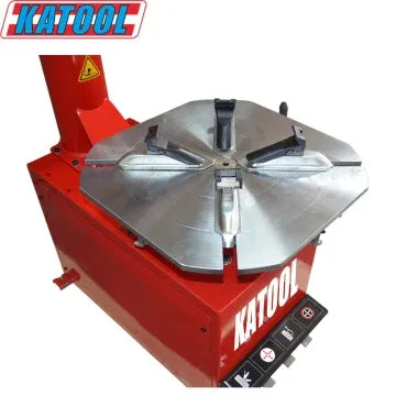 Red tire changer bead blasting head with circular steel work platform
