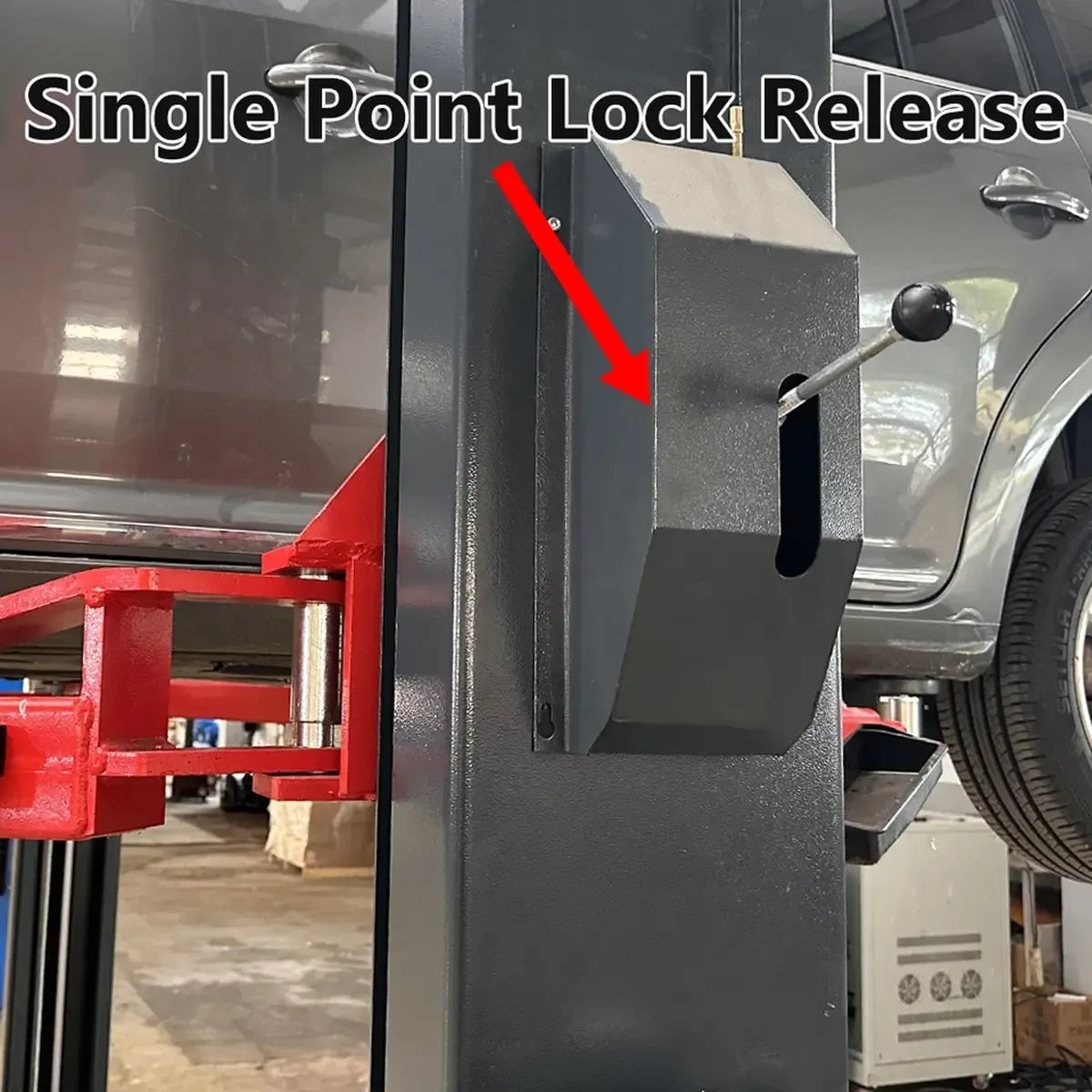 5. Single point lock release system on premium 2-post lift