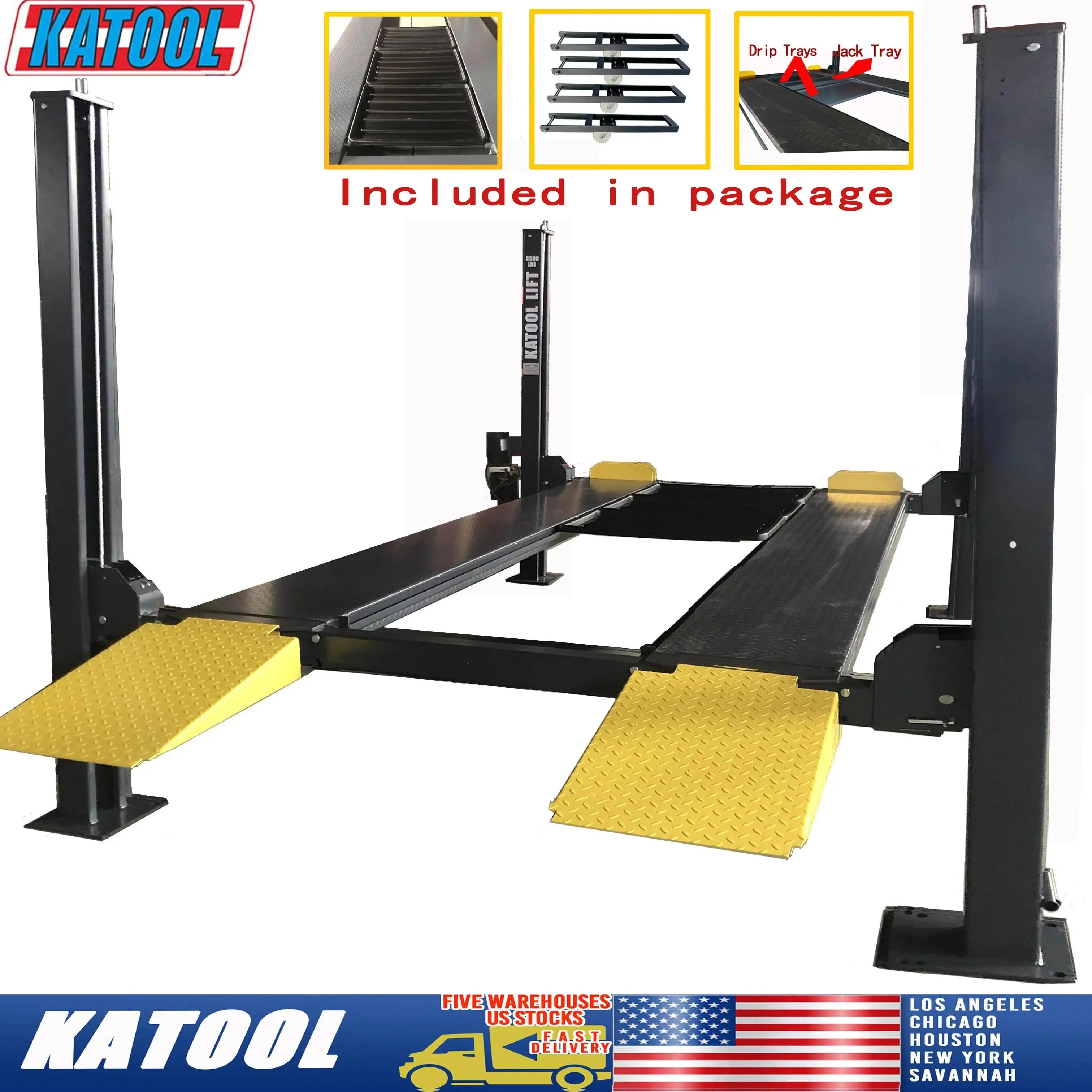 4. 8,500 lb capacity lift with non-skid diamond platform surface
