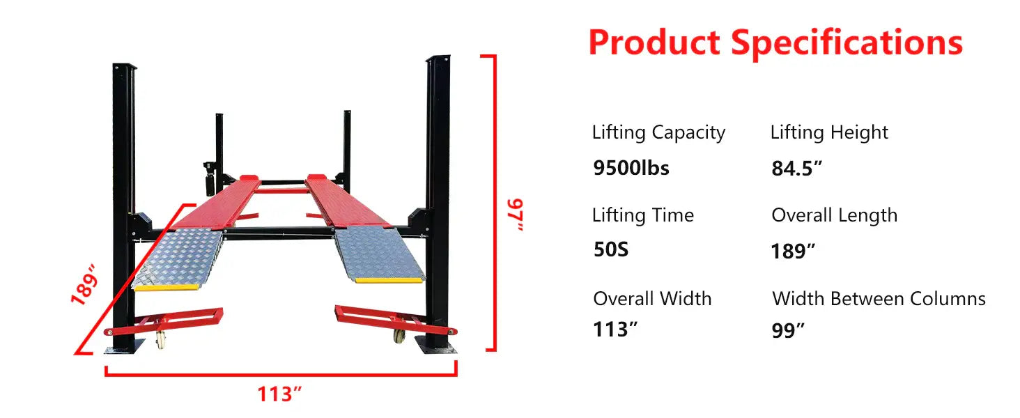 2. Multi-purpose 4-post vehicle lift with aluminum ramps