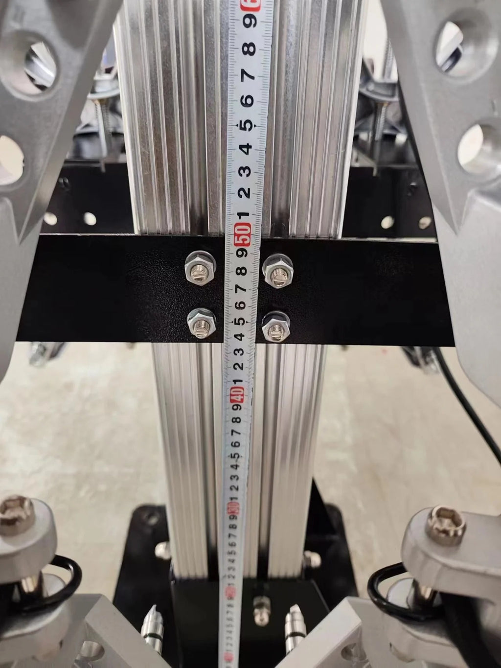 Katool KT-AV6 PRO electro column precision aluminum rail close-up with measurement scale reference
