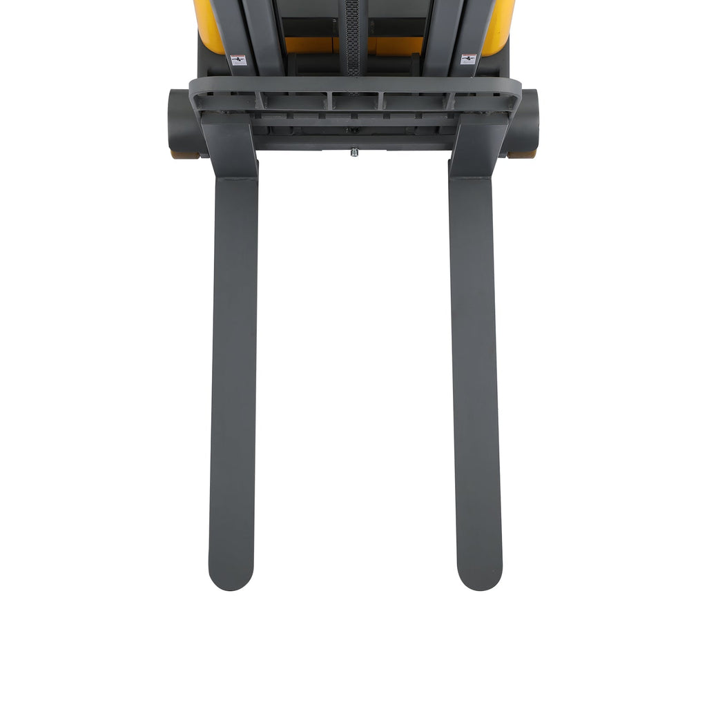 Counterbalanced electric pallet stacker, dark gray forks and legs